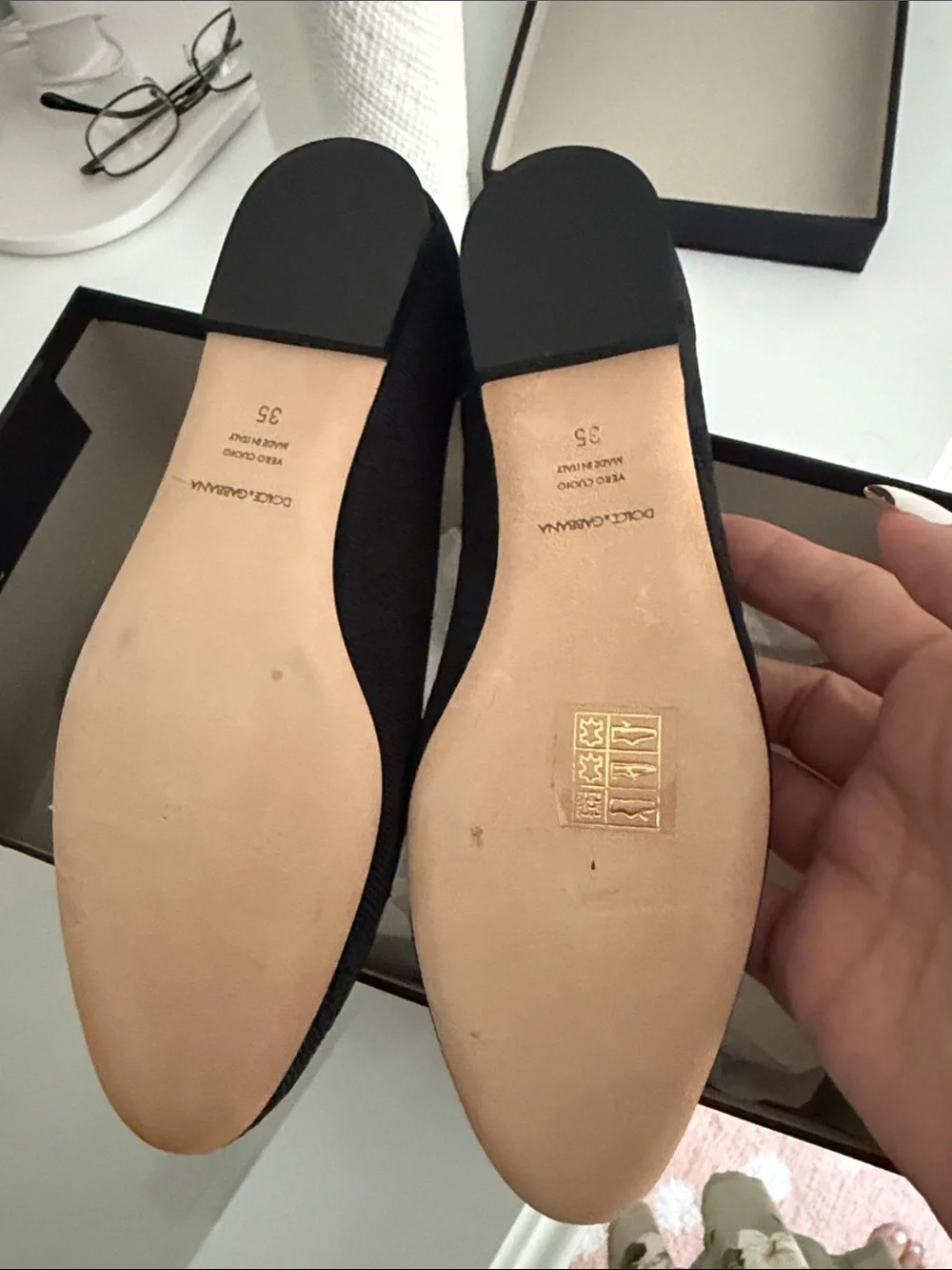 Dolce & Gabbana Black Pointed Embellished Heart Flats